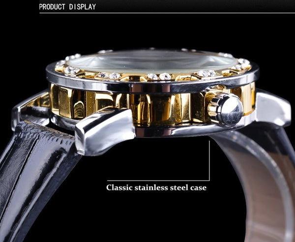 Retro Luminous Diamond Display Mechanical Skeleton Wrist Watch for Men  -  GeraldBlack.com