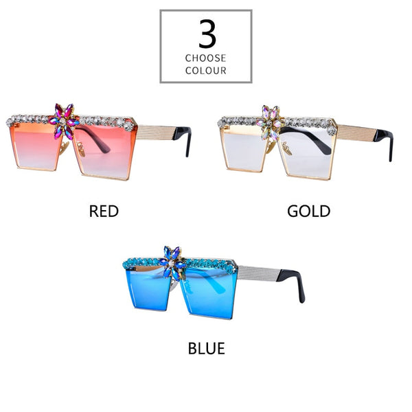 Retro Luxury Rhinestone Oversized Vintage Square Shade UV400 Sunglasses  -  GeraldBlack.com