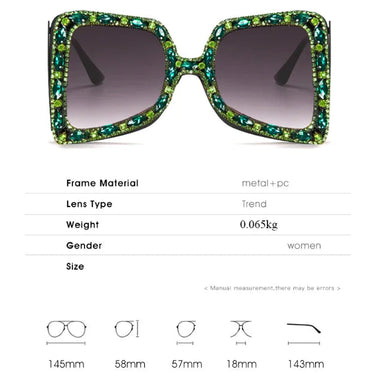 Retro Oversized Crystal Women's Festival Diamond Designer Bomb Sunglasses Rhinestone  -  GeraldBlack.com