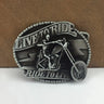 Retro Skull Live to Ride Motor Western Style Belt Buckle with Pewter Finish  -  GeraldBlack.com