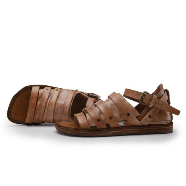 Retro Style Men's Handmade 100% Real Leather Open-toe Flat Sandals - SolaceConnect.com