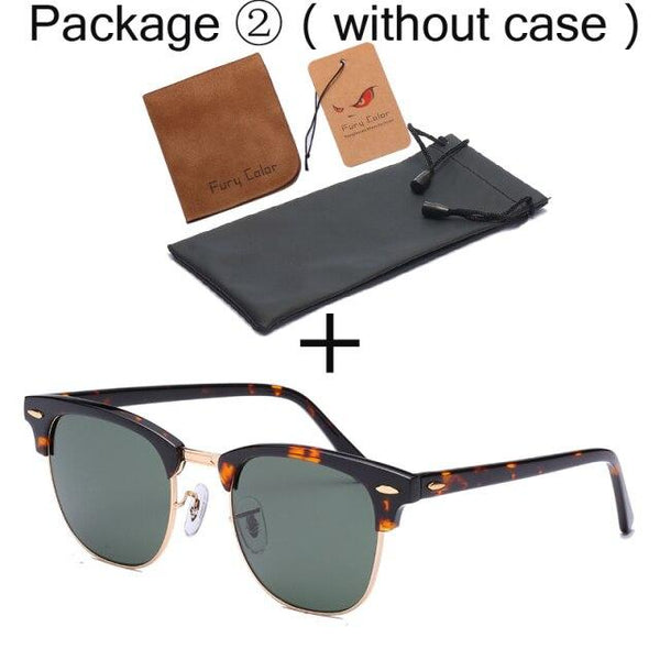 Retro Style Men's Real Glass Lens Acetate Frame Driving Sunglasses Goggles - SolaceConnect.com