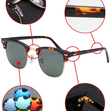 Retro Style Men's Real Glass Lens Acetate Frame Driving Sunglasses Goggles - SolaceConnect.com