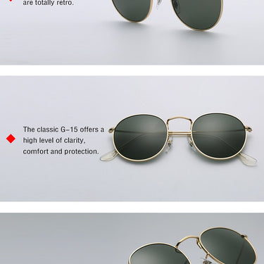 Retro Style Men's Real Glass Lens UV400 Mirror Round Polarized Sunglasses - SolaceConnect.com