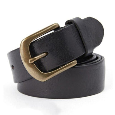 Men's Brass Pin Buckle Solid Cowhide Belts Leather Belt for Men Retro Style Jeans Accessories - SolaceConnect.com