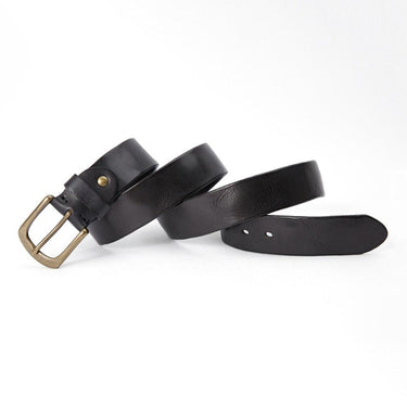 Men's Brass Pin Buckle Solid Cowhide Belts Leather Belt for Men Retro Style Jeans Accessories - SolaceConnect.com