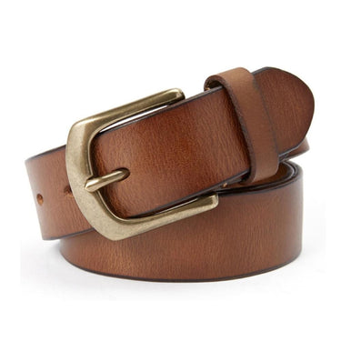 Retro Style Men's Solid Cowhide Leather Brass Pin Buckle Belt for Jeans  -  GeraldBlack.com