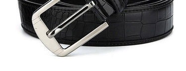 Crocodile Pattern Skin Leather Belts Pin Buckle Metal Retro Styles Jean Belt Accessories for Men - SolaceConnect.com