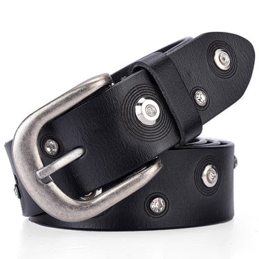 Retro Stylish Women's Genuine Leather Round Rivet Decor Strap Waistband Belt  -  GeraldBlack.com