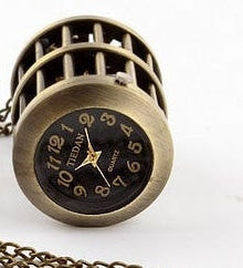 Retro Unisex Bronze Bird Cage Necklace Chain Pendant Pocket Watch  -  GeraldBlack.com