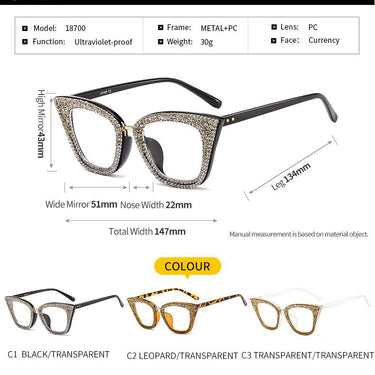 Retro Vintage Designer Female Silver Gold Cat-eye Frame Plain Eye Glasses - SolaceConnect.com