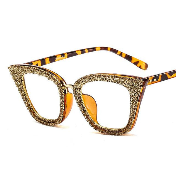 Retro Vintage Designer Female Silver Gold Cat-eye Frame Plain Eye Glasses - SolaceConnect.com