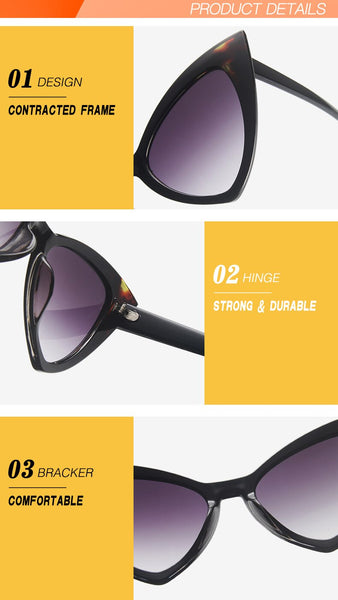 Retro Vintage Style Sexy Triangle Cat Eye Sunglasses for Women - SolaceConnect.com