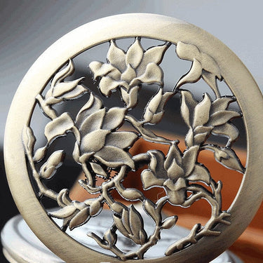 Retro Vintage Unisex Bronze Hollow Flower Pocket Watch with Necklace Chain  -  GeraldBlack.com