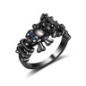 Retro Unisex Black Crystal Gothic Skull Crown Party Ring - SolaceConnect.com