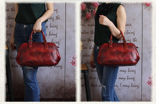 Retro Women First Layer Cowhide Handmade Genuine Leather Shoulder Handbag  -  GeraldBlack.com
