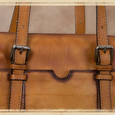 Retro Women Large Capacity File Package First Layer Cowhide Cross Square Briefcase Handbag Shoulder Bag  -  GeraldBlack.com