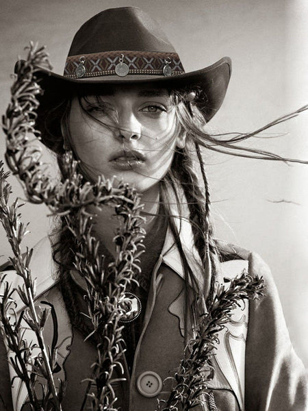 Retro Women Men Wool Wide Brim Cowboy Western Cowgirl Bowler Totems Pattern Leather Band 54 57 61cm  -  GeraldBlack.com