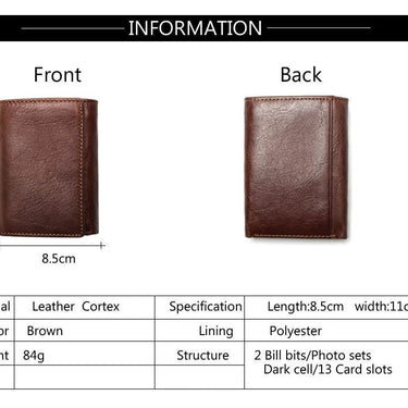 RFID Antitheft Scanning Leather Slim Mini Wallet Case for Men  -  GeraldBlack.com