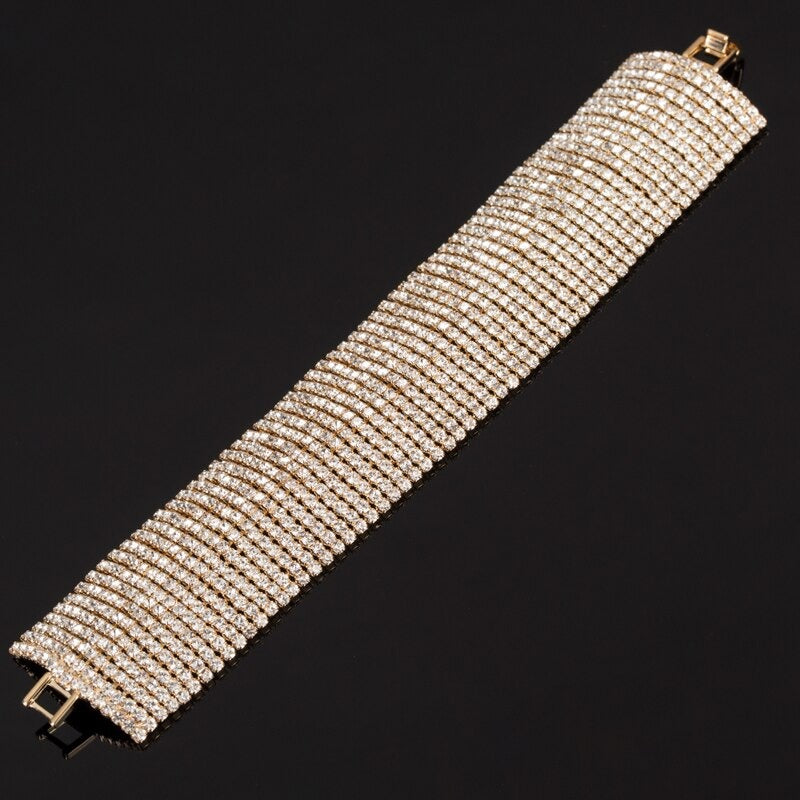 Rhinestone Classic Crystal Pave Link Prong Setting Charm Bracelet for Women  -  GeraldBlack.com
