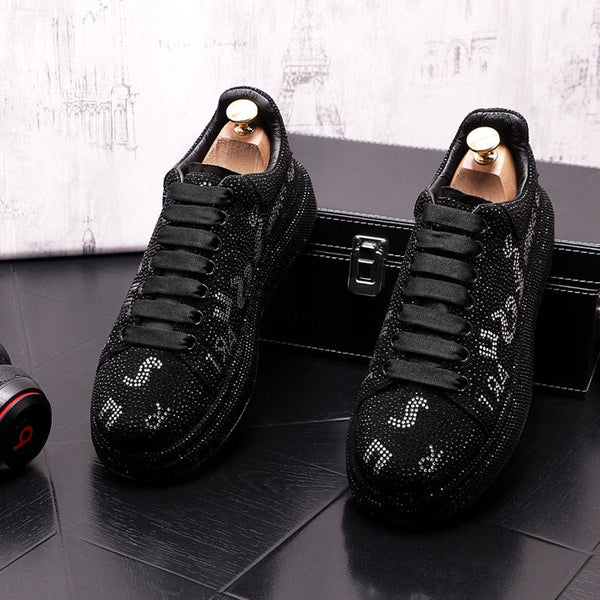 Rhinestone Designer Men's Punk Sneakers Hip Hop Male Casual Platform Shoes Flats Zapatillas Hombre  -  GeraldBlack.com