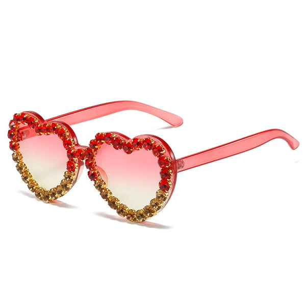 Rimless Diamond Heart Shape Women  Frameless RhinestoneUV400 Shades Sun Glasses  -  GeraldBlack.com