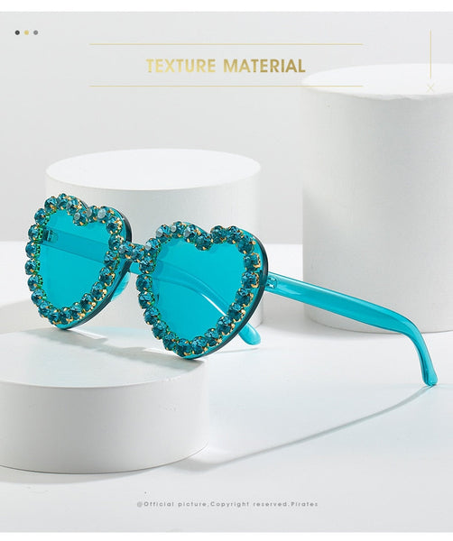 Rimless Diamond Heart Shape Women  Frameless RhinestoneUV400 Shades Sun Glasses  -  GeraldBlack.com