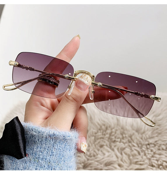 Rimless Rectangle Men Women Fashion Vintage Shades Eyewear Design Ocean Lenses Sun Glasses  -  GeraldBlack.com