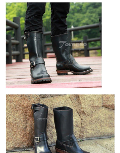Rock and Roll Men's Genuine Italian Cow Leather Welted Motorcycle Boots - SolaceConnect.com