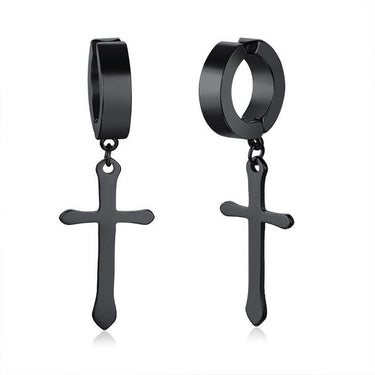 Rock Punk Hip-hop Stainless Steel Cross Dangle Earrings Jewelry for Men - SolaceConnect.com