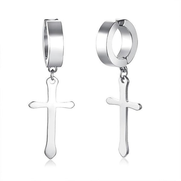 Rock Punk Hip-hop Stainless Steel Cross Dangle Earrings Jewelry for Men - SolaceConnect.com