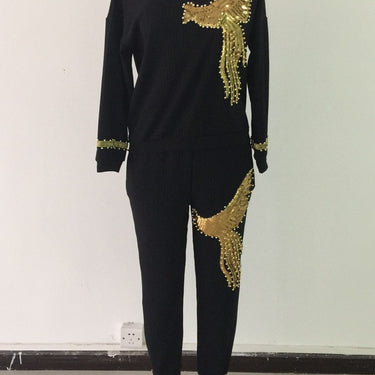 Rock Style Beading Sequined African Elastic Baggy Pants for Women - SolaceConnect.com