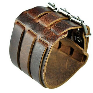 Rock Summer Style Wide Genuine Leather Unisex Bracelets Wristband - SolaceConnect.com