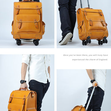 Rolling Luggage Genuine Leather Boarding Box High Quality Travel Spinner Suitcase Bags Business  -  GeraldBlack.com