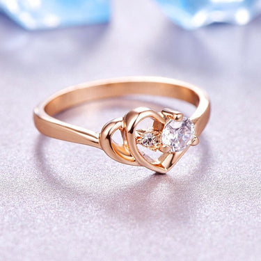 Rose Gold Color Austrian Cubic Zirconia Crystal Wedding Ring for Women - SolaceConnect.com