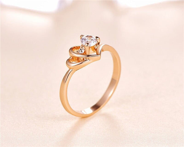 Rose Gold Color Austrian Cubic Zirconia Crystal Wedding Ring for Women  -  GeraldBlack.com
