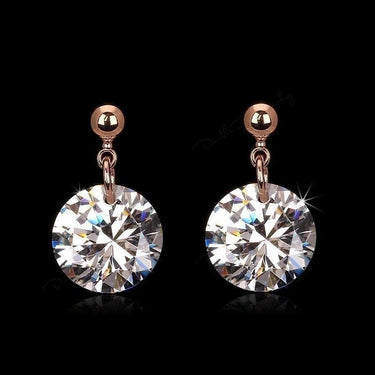 Rose Gold Color OL Style Cubic Zirconia Wedding Stud Earrings Jewelry - SolaceConnect.com