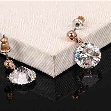Rose Gold Color OL Style Cubic Zirconia Wedding Stud Earrings Jewelry  -  GeraldBlack.com