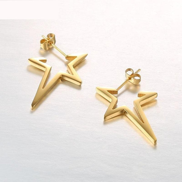 Rose Gold Color Stainless Steel Punk Stud Earrings for Women - SolaceConnect.com