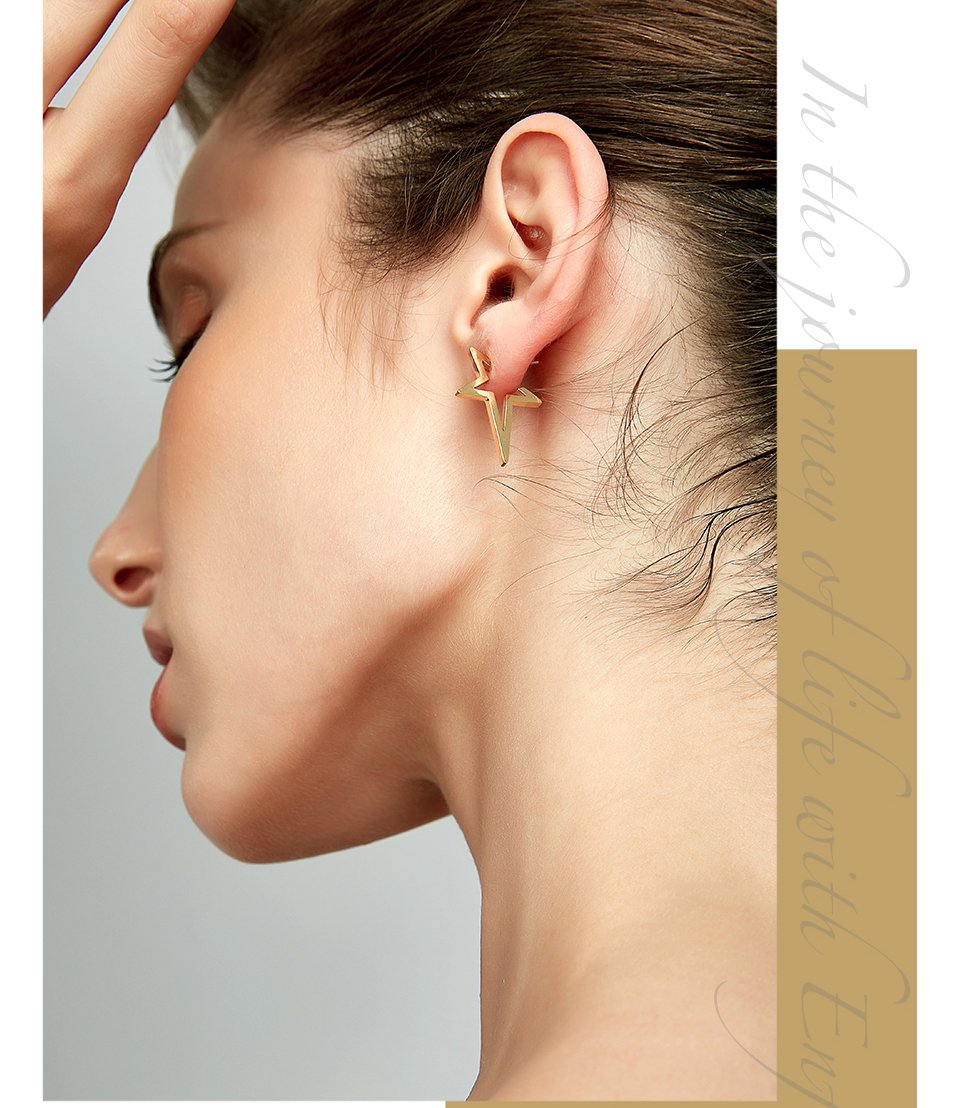 Rose Gold Color Stainless Steel Punk Stud Earrings for Women  -  GeraldBlack.com
