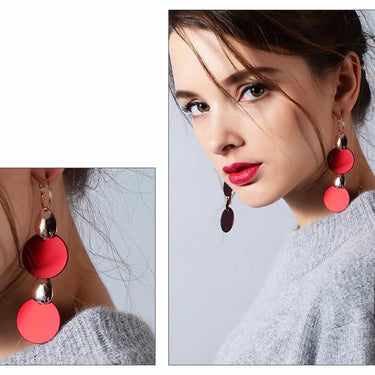 Rose Gold Fashion Jewelry Blue & Red Long Dangle Earrings for Woman - SolaceConnect.com