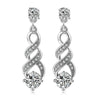 Rose Gold Silver Four Claw 6mm Cubic Zirconia Drop Dangle Wedding Earrings - SolaceConnect.com