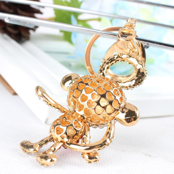 Rose Monkey Long Tail Charm Pendant Crystal Key Chain Purse Bag Keyring - SolaceConnect.com