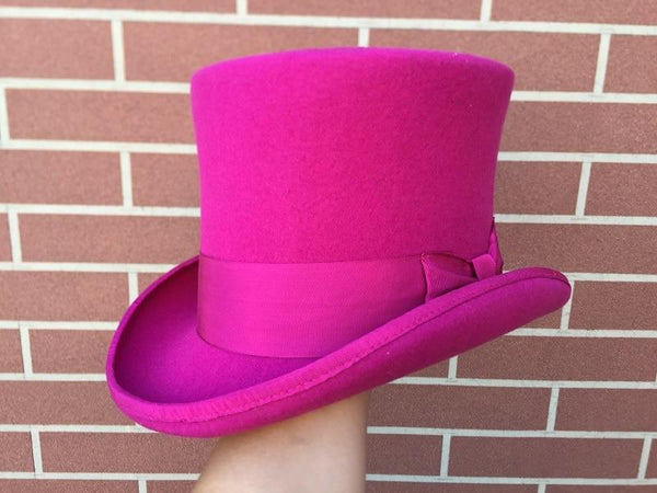 Rose Pink Victorian Hat Steampunk Cylinder Chimney Pot Mad Hatter Topper - SolaceConnect.com