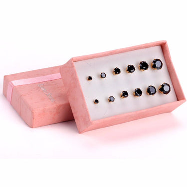Round Shape Cut Cubic Zircon Stainless Steel Gold and Rose Color Stud - SolaceConnect.com