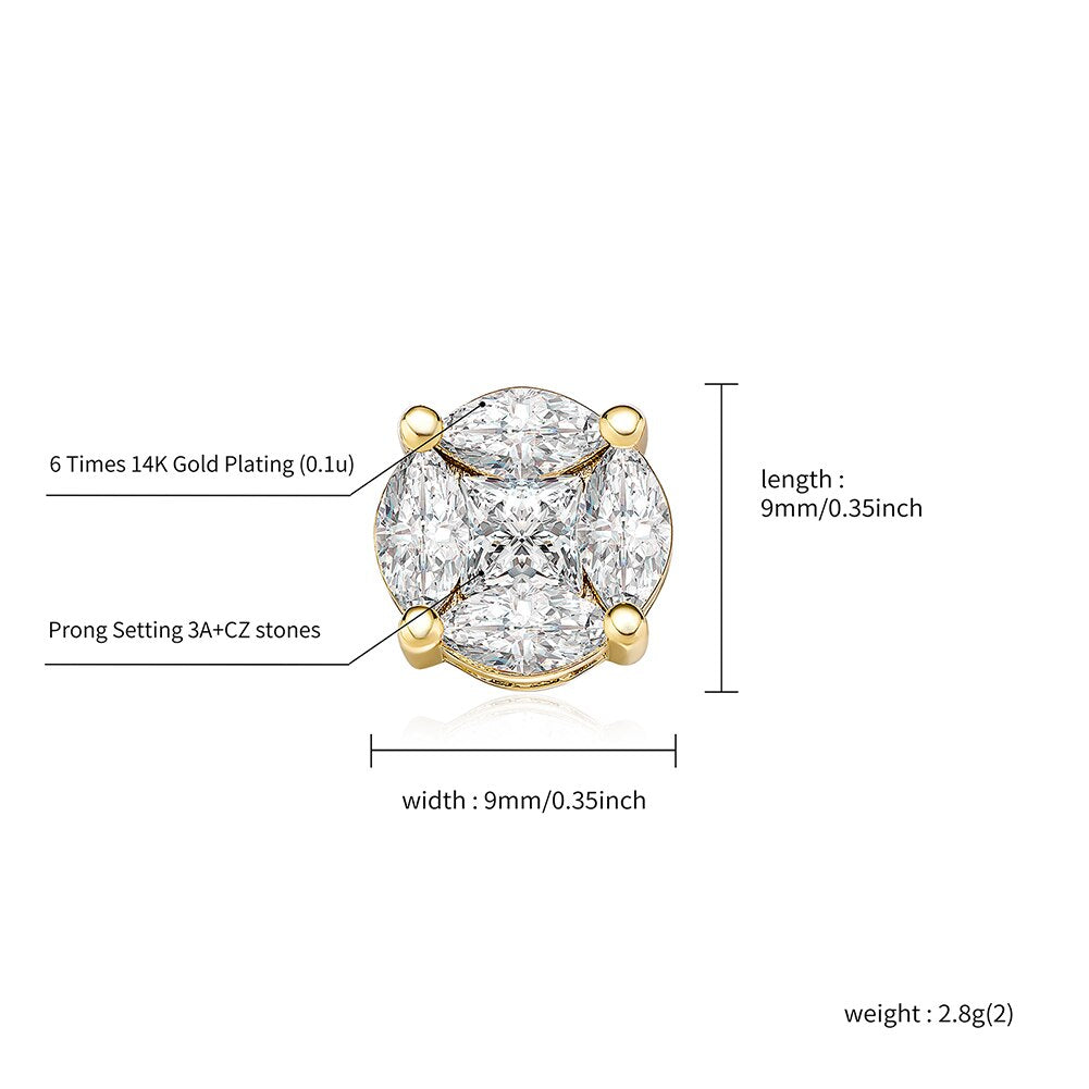 Round Stud Iced Cubic Zirconia Classic Jewelry Earrings for Women  -  GeraldBlack.com