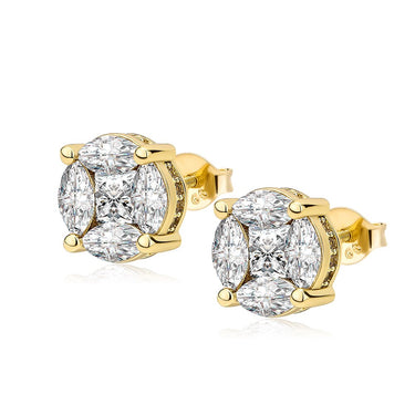 Round Stud Iced Cubic Zirconia Classic Jewelry Earrings for Women  -  GeraldBlack.com