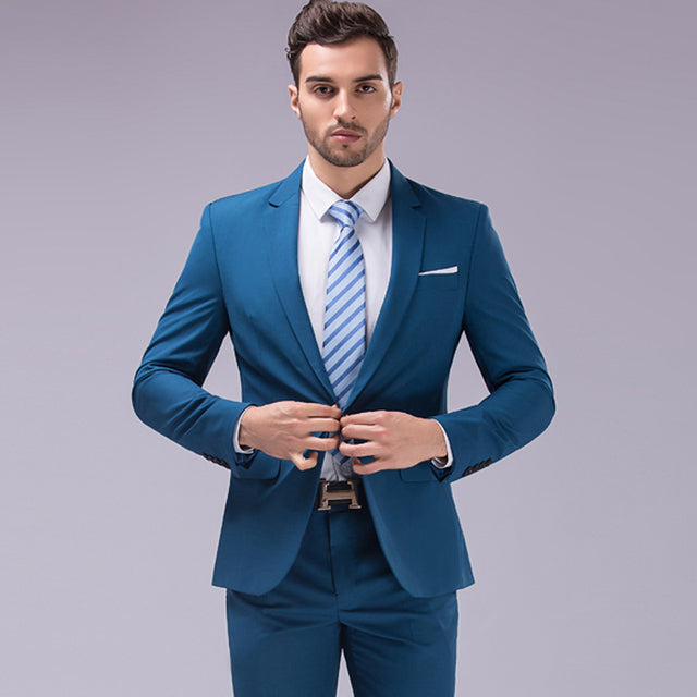 Royal Blue Blazer Pant Fashion Wedding Casual Business 2 Piece Suit for Men  -  GeraldBlack.com