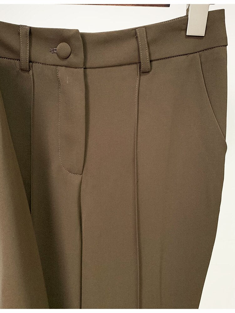 Runway Designer Suit Set Women's Single Button Blazer Flare Pants Suit  -  GeraldBlack.com