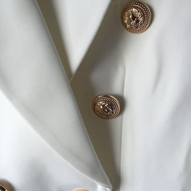 Runway Style Double Breasted Gold Button Plus Size Women's Blazer - SolaceConnect.com